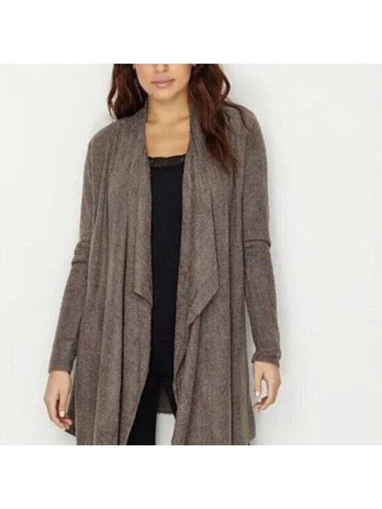Barefoot Dreams Sweaters - Barefoot Dreams | Taupe Open Waterfall Cardigan Sweater Size Small/Medium